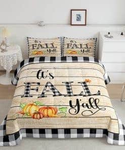 Juego de Edredón de Calabaza de Otoño Tamaño Queen, Juego