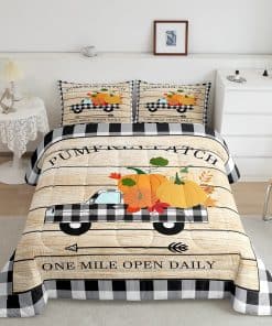 Juego de Edredón Geométrico de Cuadros de Camión en Tamaño