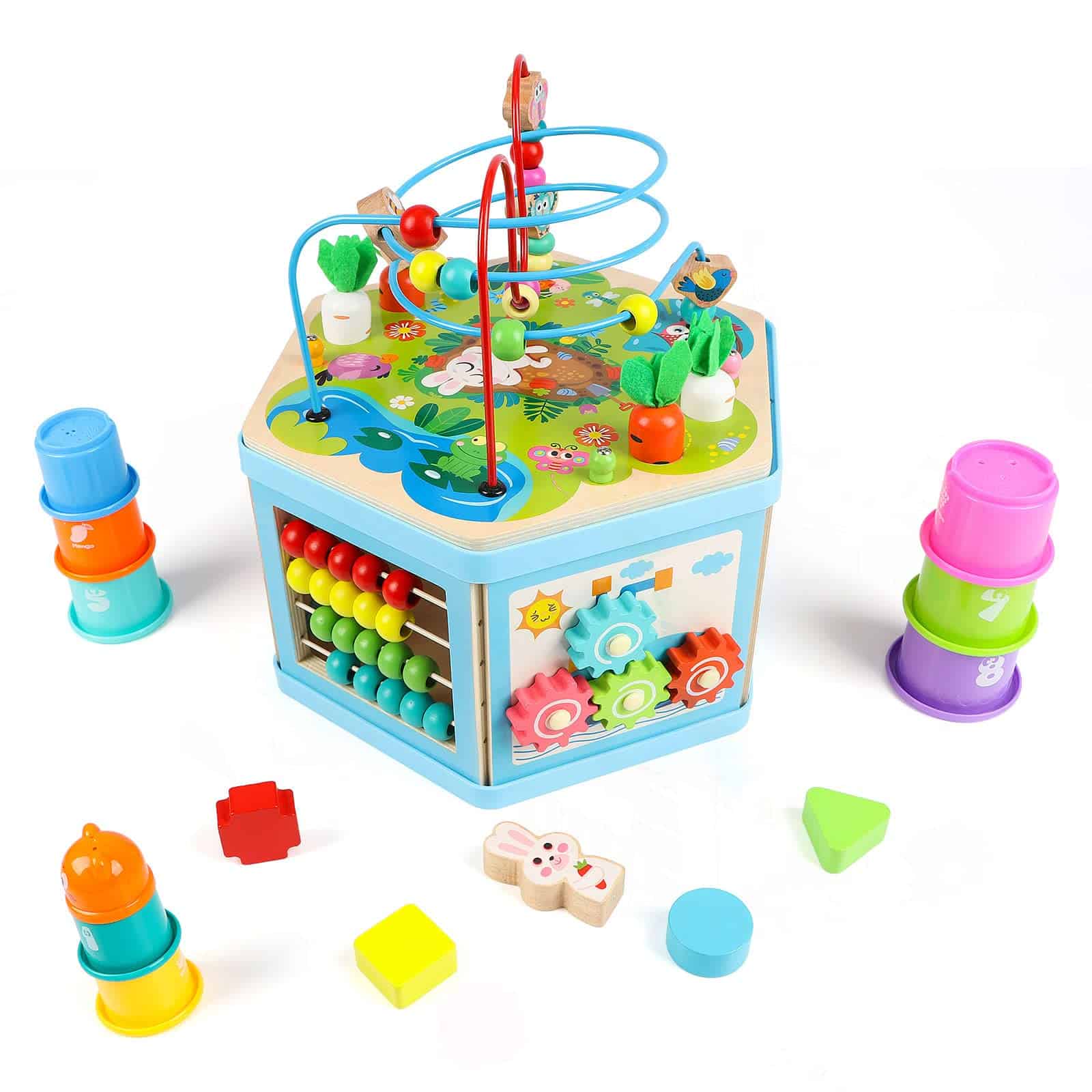 Cubo de Actividades de Madera Vomocent para Niños de 1 Año, - Imagen 3