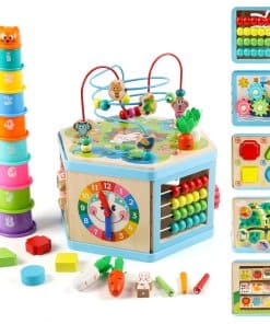 Cubo de Actividades de Madera Vomocent para Niños de 1 Año,
