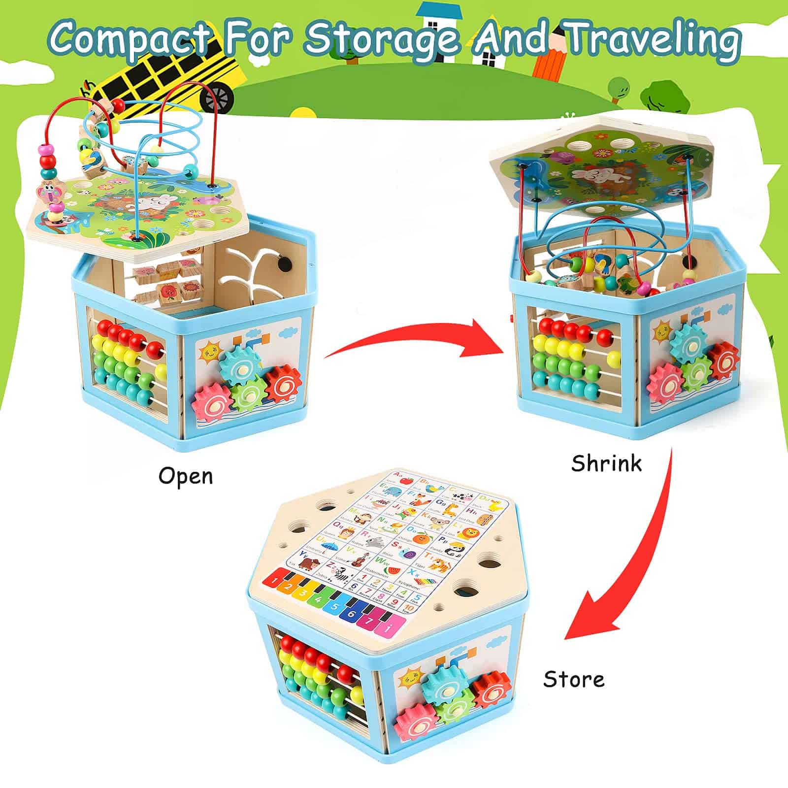 Cubo de Actividades de Madera Vomocent para Niños de 1 Año, - Imagen 6