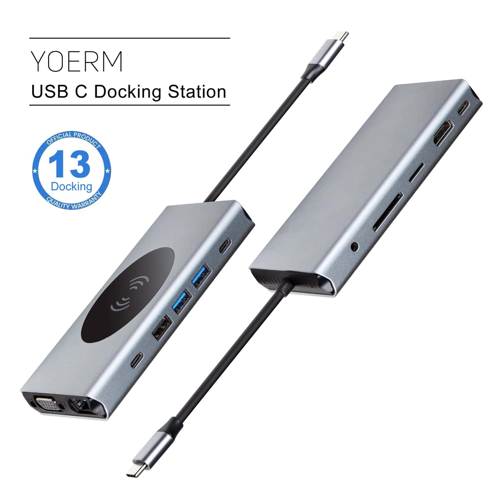 yoerm Estación de Acoplamiento USB C Hub 13 en 1 con - Imagen 8