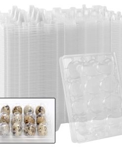 KEILEOHO 150 Pack 12 Grids Clear Quail Egg Cartons, Plastic