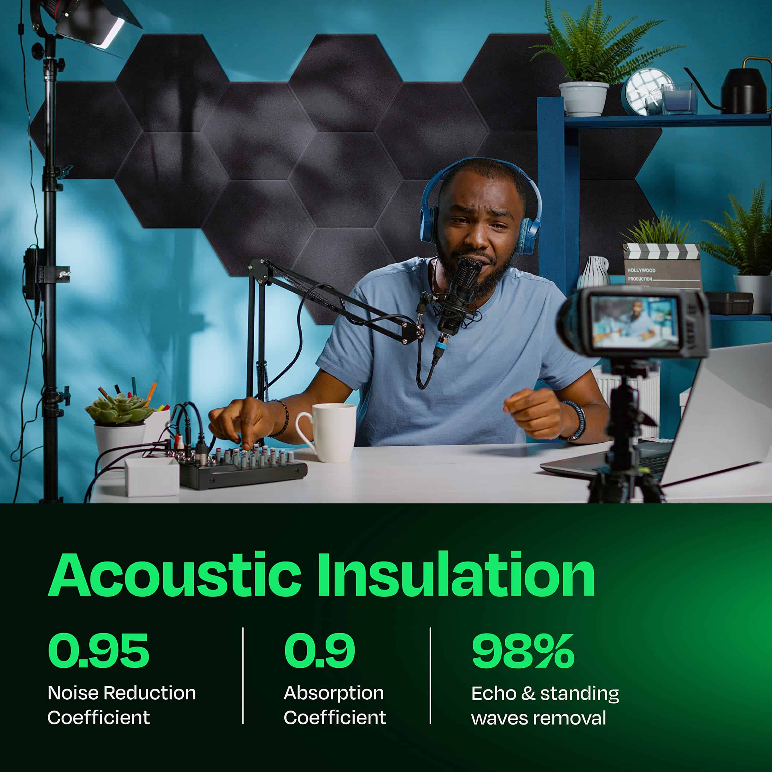 Paneles Acústicos Ekkogo Pack de 12 Paneles -Gris Oscuro - Imagen 4