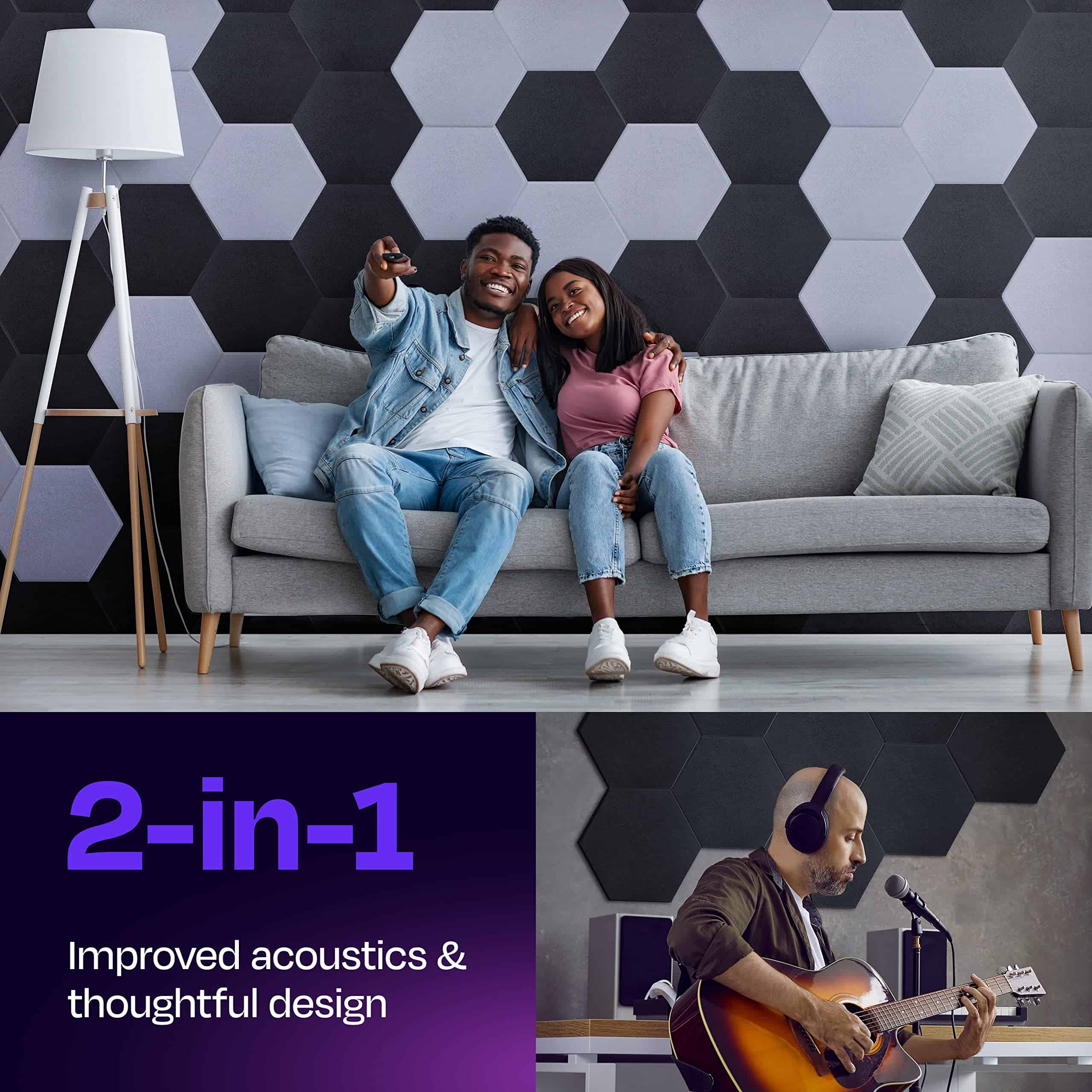 Paneles Acústicos Ekkogo Pack de 12 Paneles -Gris Oscuro - Imagen 3