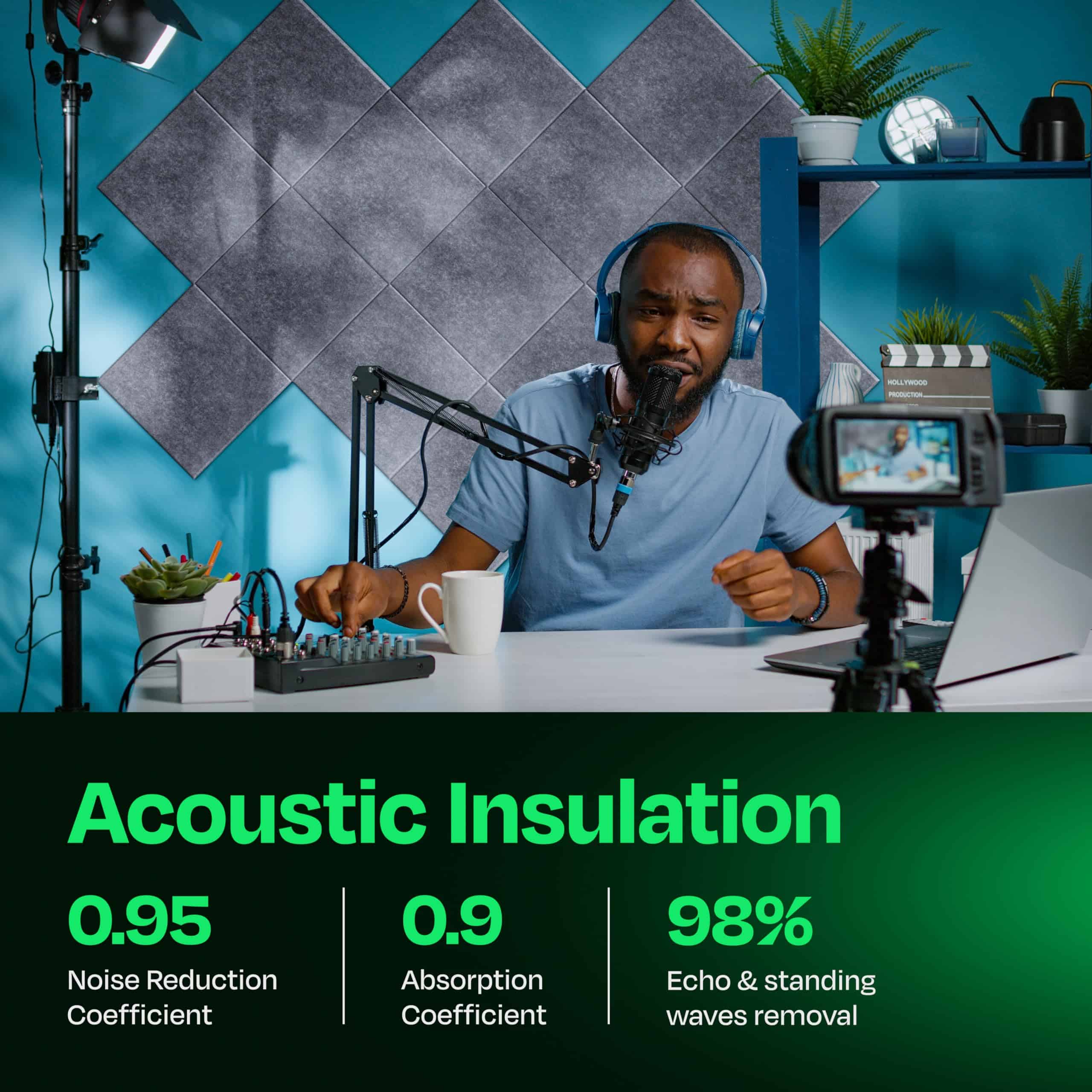 Paneles Acústicos Ekkogo paquete de 12 Paneles -Gris Guijarr - Imagen 4