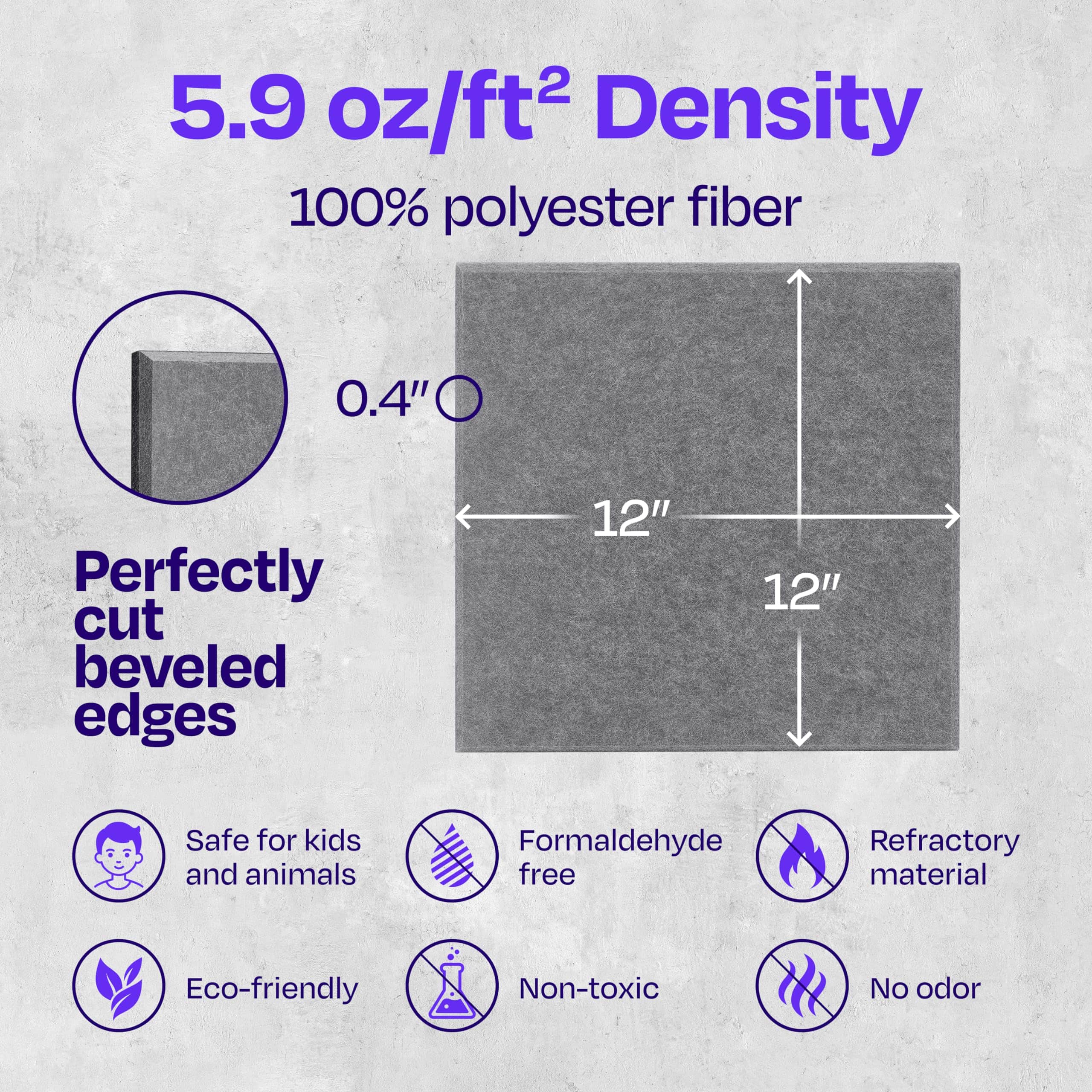 Paneles Acústicos Ekkogo paquete de 12 Paneles -Gris Guijarr - Imagen 7
