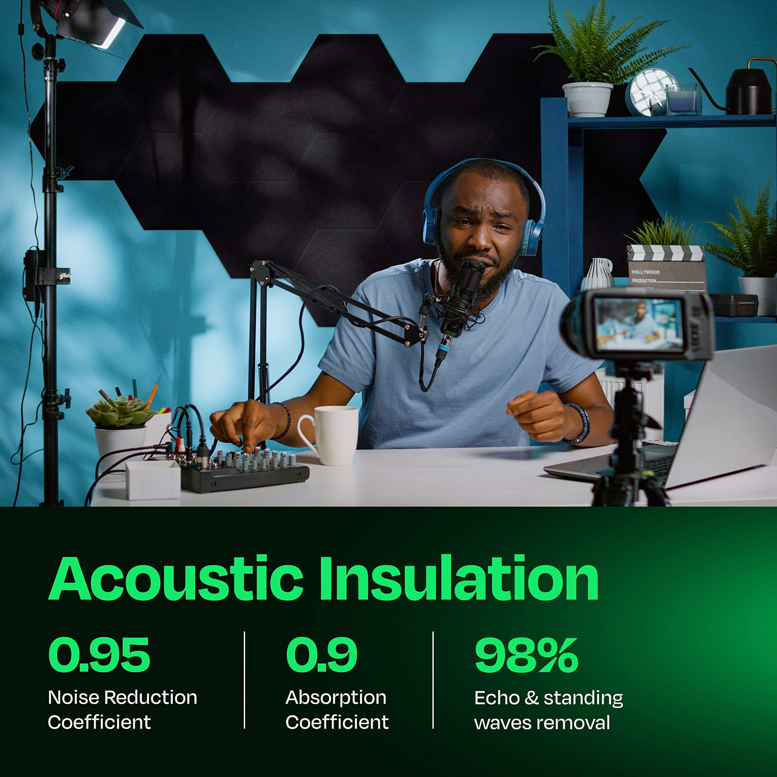 Paneles Acústicos Ekkogo Paquete de 12 Paneles -Negro Profun - Imagen 4