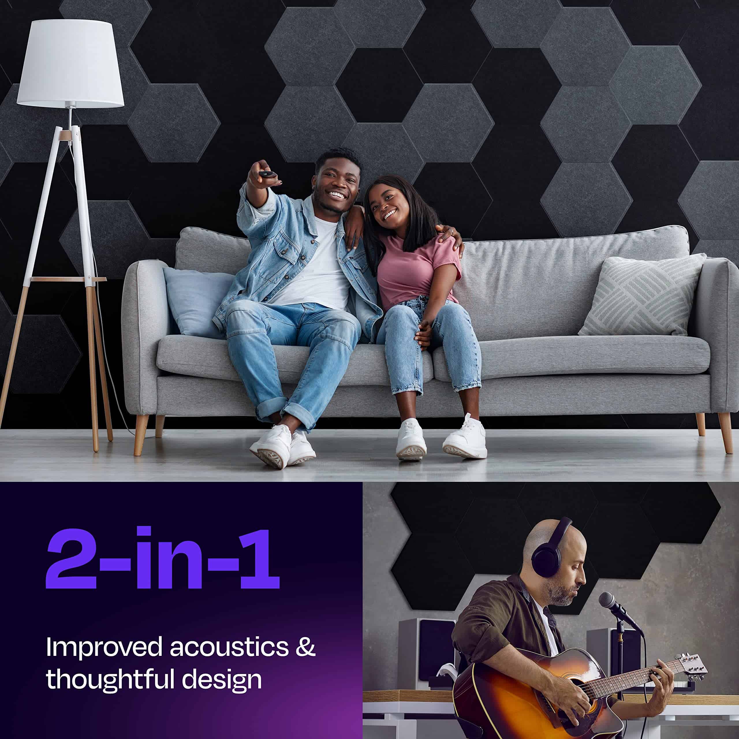 Paneles Acústicos Ekkogo Paquete de 12 Paneles -Negro Profun - Imagen 3