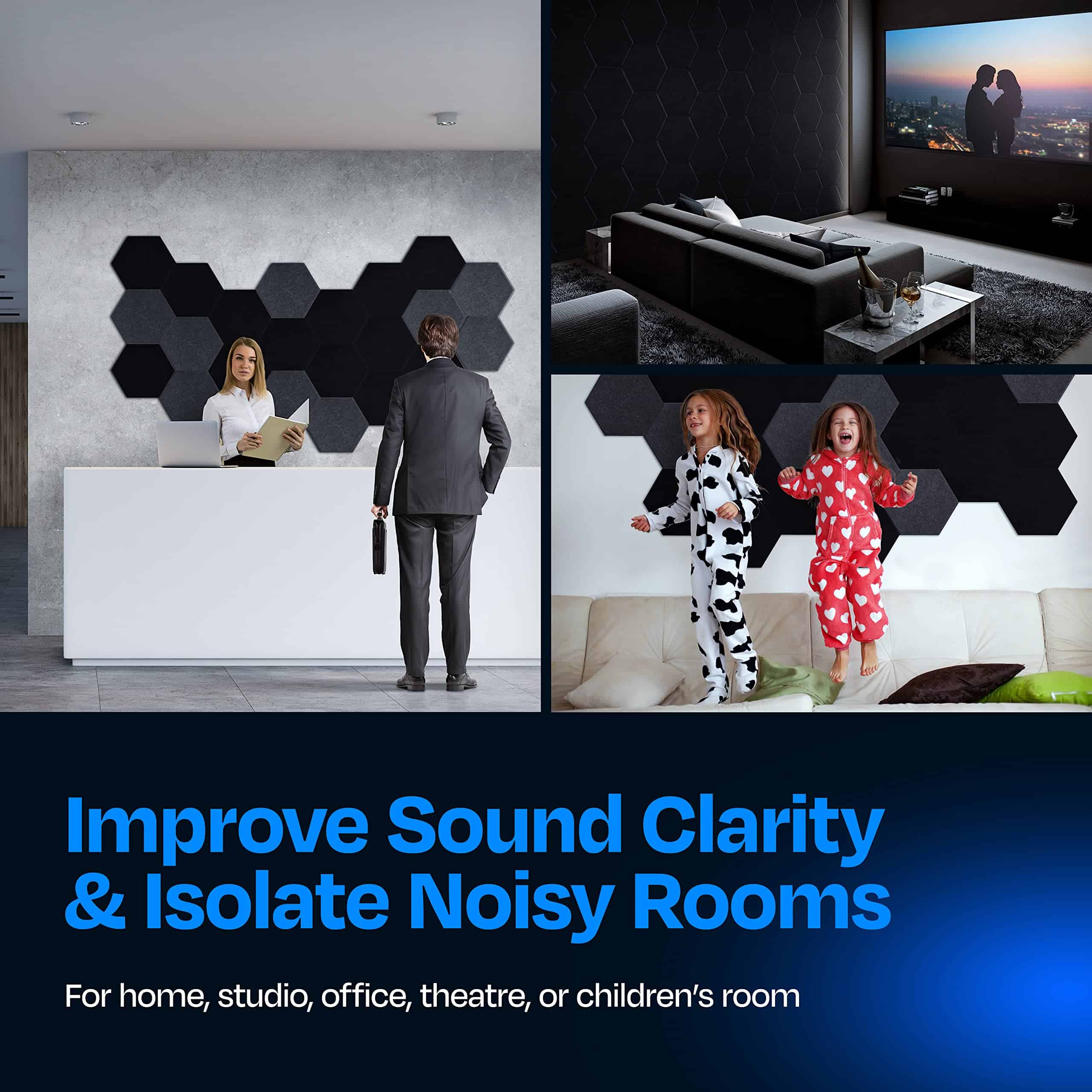 Paneles Acústicos Ekkogo Paquete de 12 Paneles -Negro Profun - Imagen 5