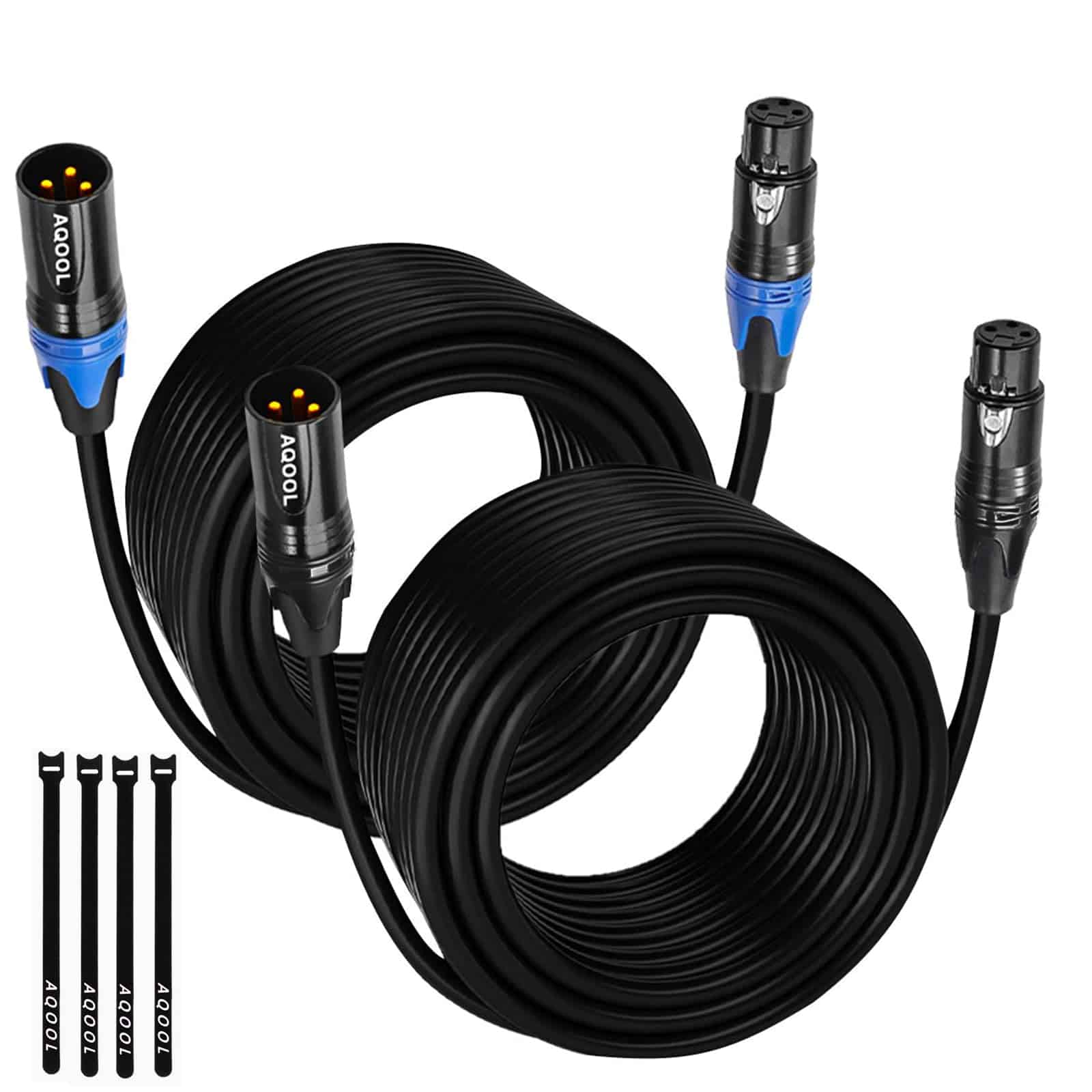 Cables XLR AQOOL de 50FT, Cables de Micrófono Chapados en