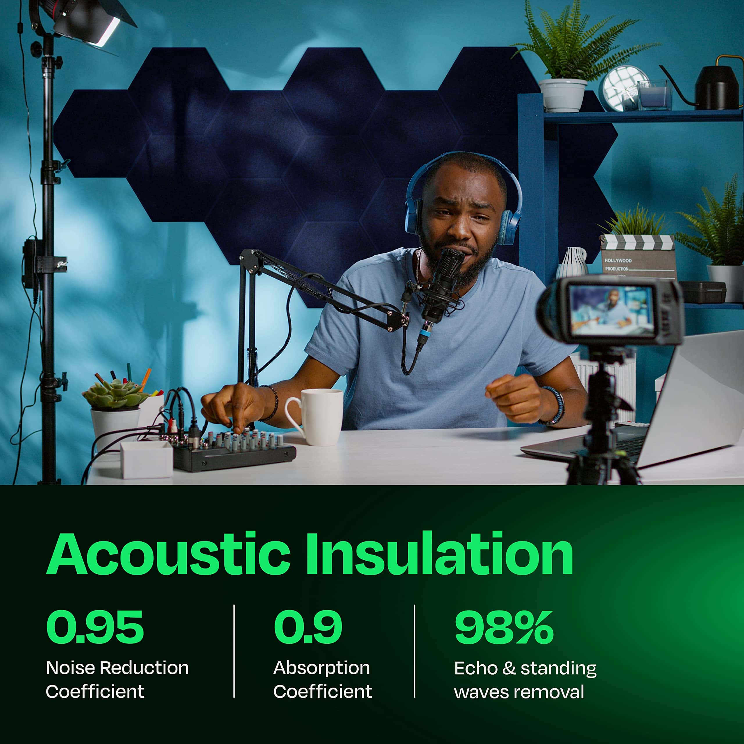 Paneles Acústicos Ekkogo Paquete de 12 Paneles -Azul Mezclil - Imagen 4