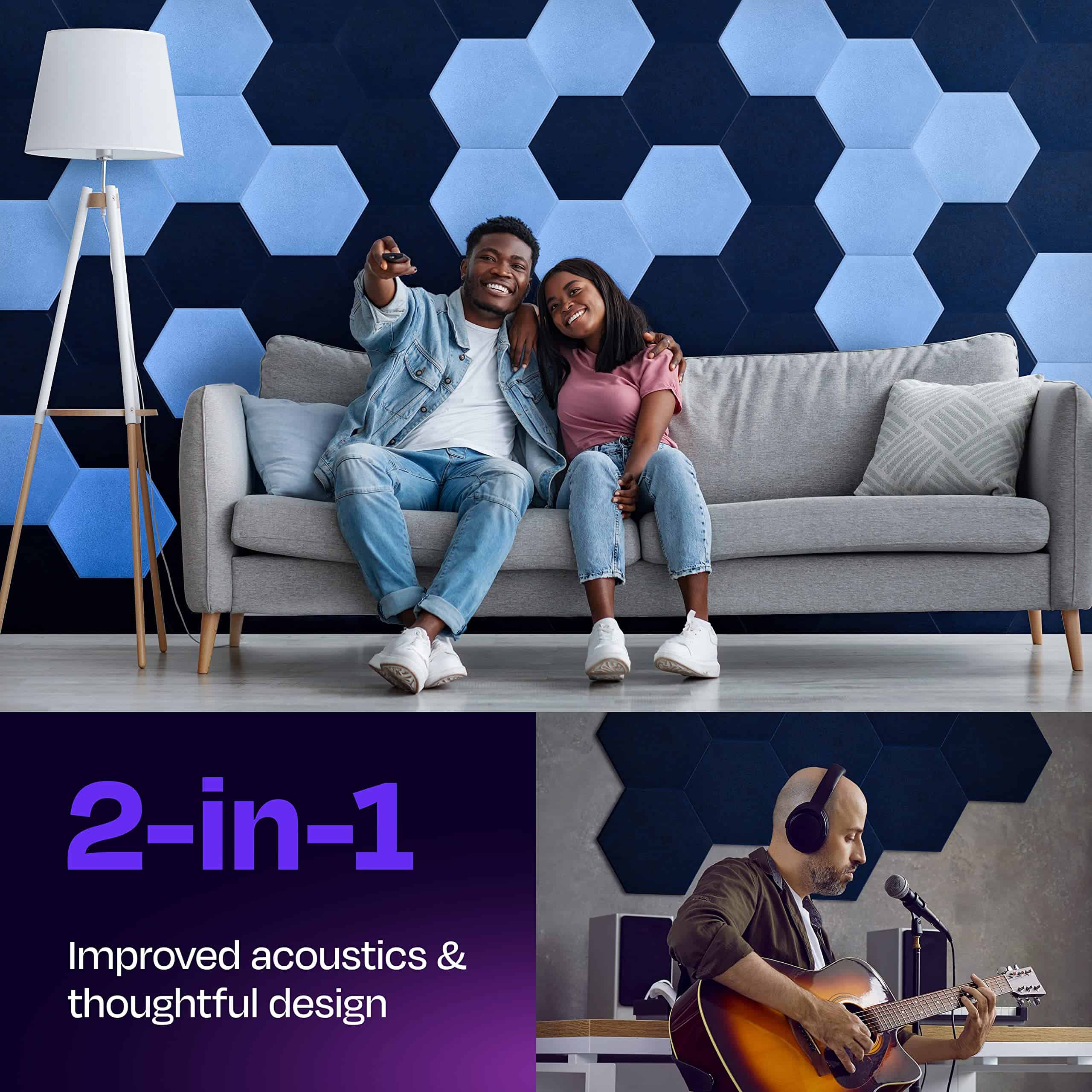 Paneles Acústicos Ekkogo Paquete de 12 Paneles -Azul Mezclil - Imagen 3