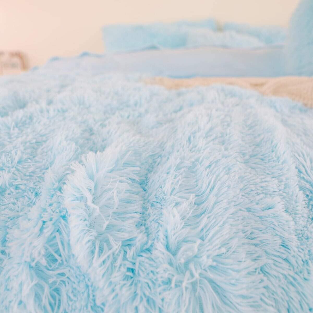 Juego de Funda de Edredón Peludo Azul HAIHUA Queen - Set de - Imagen 10