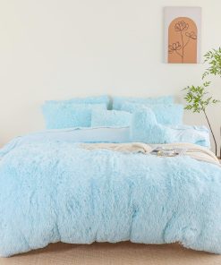 Juego de Funda de Edredón Peludo Azul HAIHUA Queen - Set de