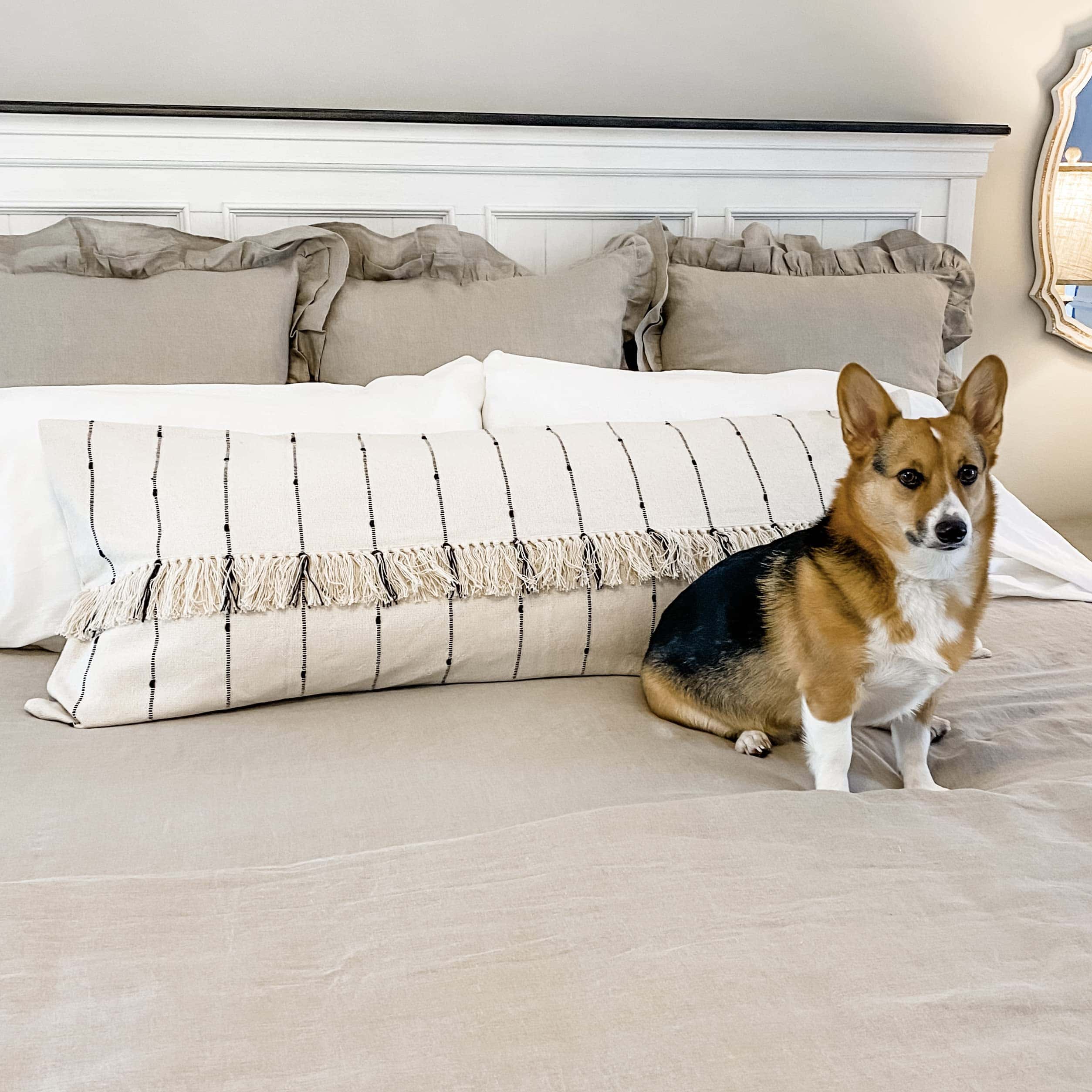 Funda de Almohada de Cuerpo a Rayas Farmcloth, Rayas Beige