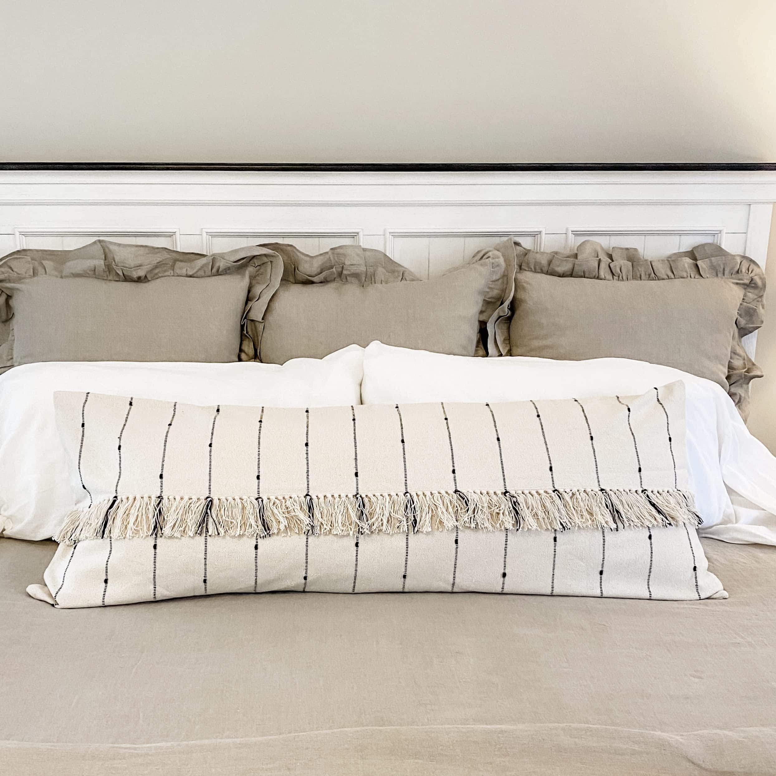 Funda de Almohada de Cuerpo a Rayas Farmcloth, Rayas Beige - Imagen 3