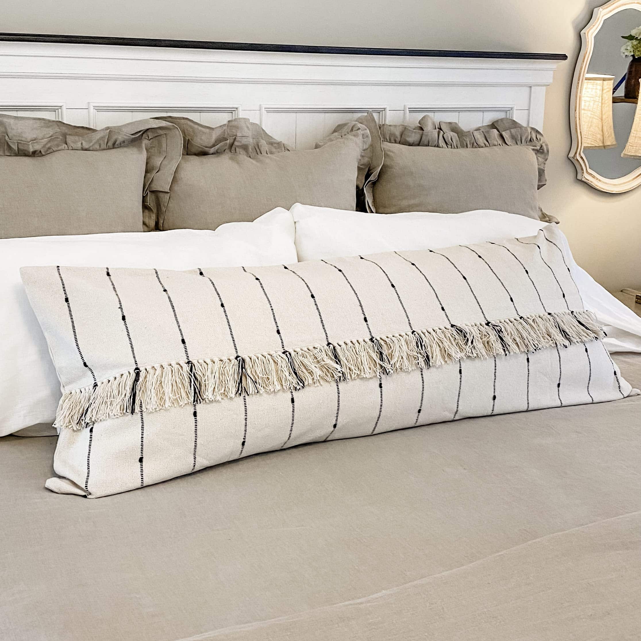 Funda de Almohada de Cuerpo a Rayas Farmcloth, Rayas Beige - Imagen 4