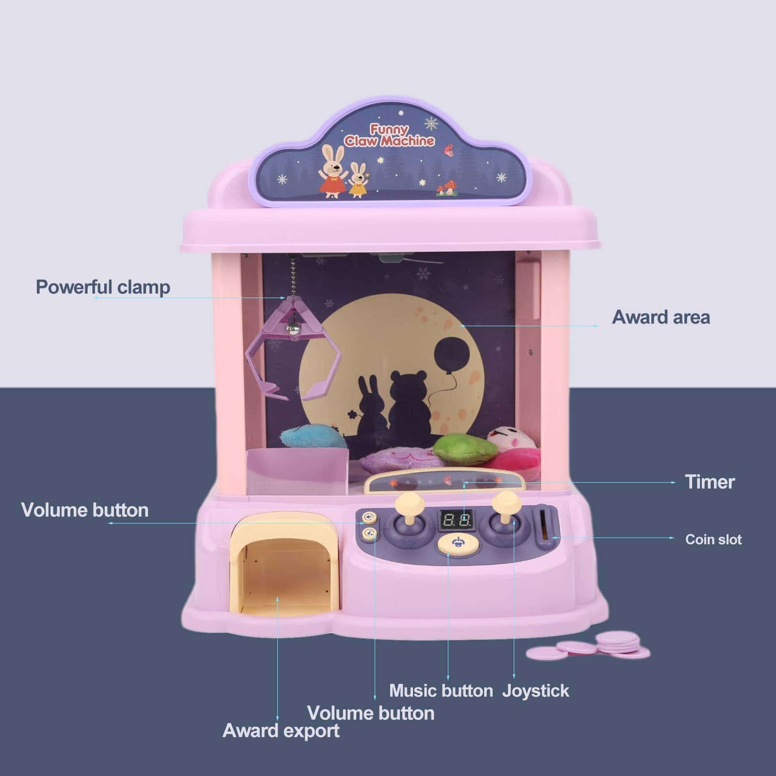 Máquina de Garra CUEI, 6 Muñecas Luces Hermosas Música - Imagen 4