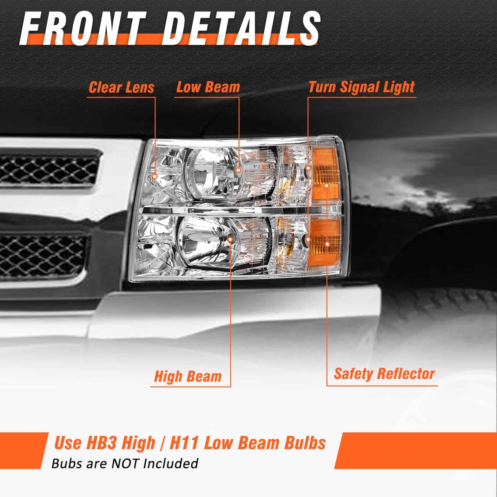 Faros para Chevy Silverado 2007-2013 1500 / 2007-2014 - Imagen 4