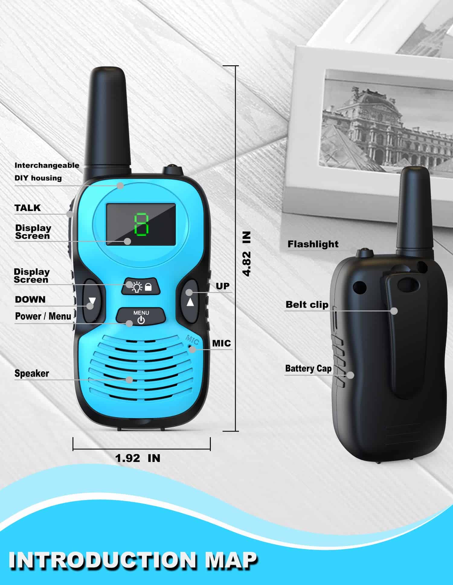 Walkie Talkies para Niños - Paquete de 4 Recargable: Walky - Imagen 4