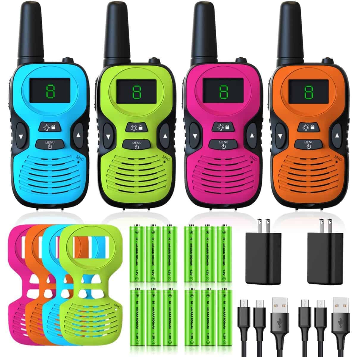 Walkie Talkies para Niños - Paquete de 4 Recargable: Walky