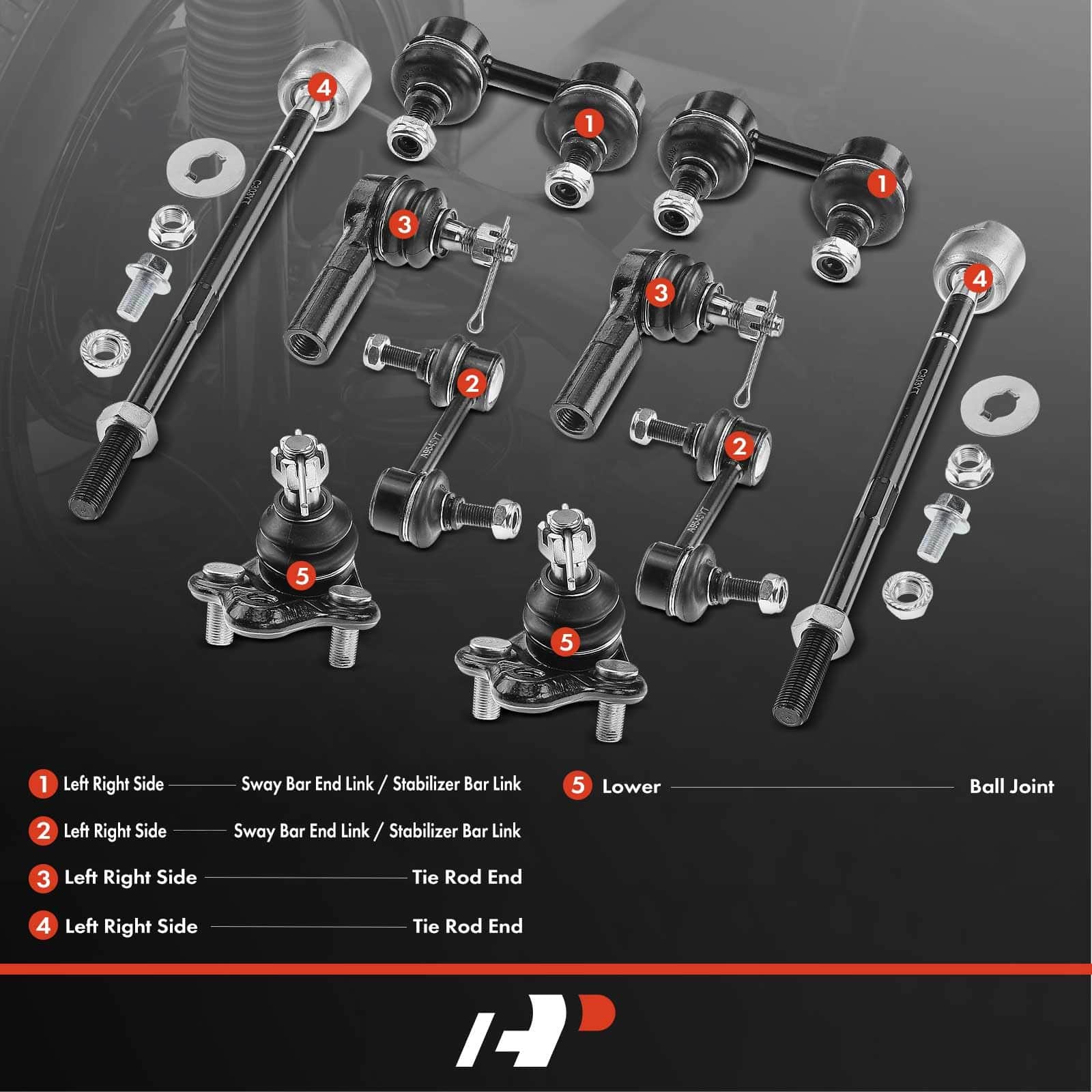 Conjunto de 10 piezas, junta de rótula inferior, extremo de - Imagen 3