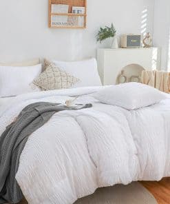 Juego de Edredón Blanco Saludable HAOWANER para Cama Queen,