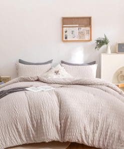 Juego de Edredón Completo Haowaner Seersucker Beige para