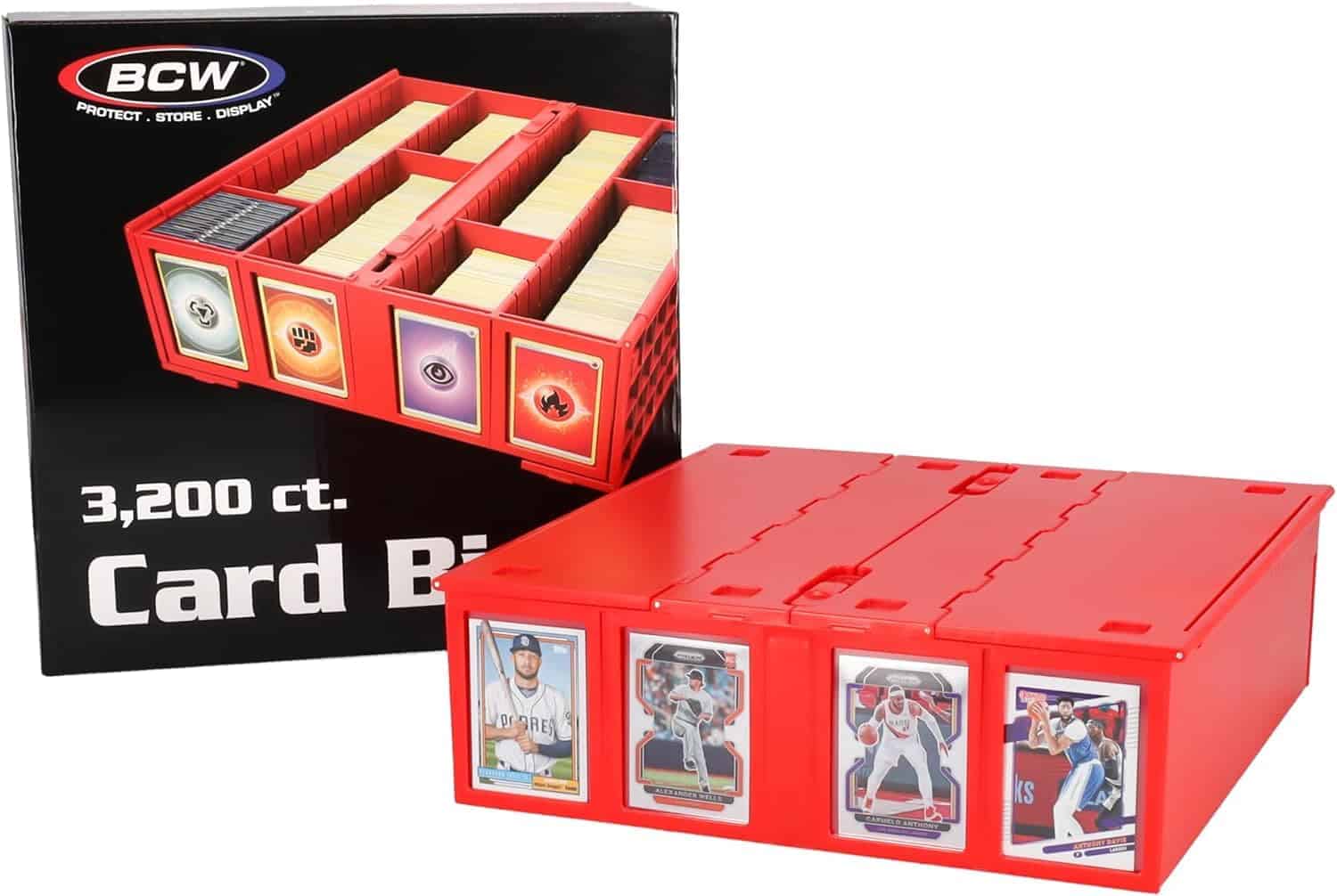 BCW Collectible Card Bin - Paquete de 4 Rojo | Caja de - Imagen 8