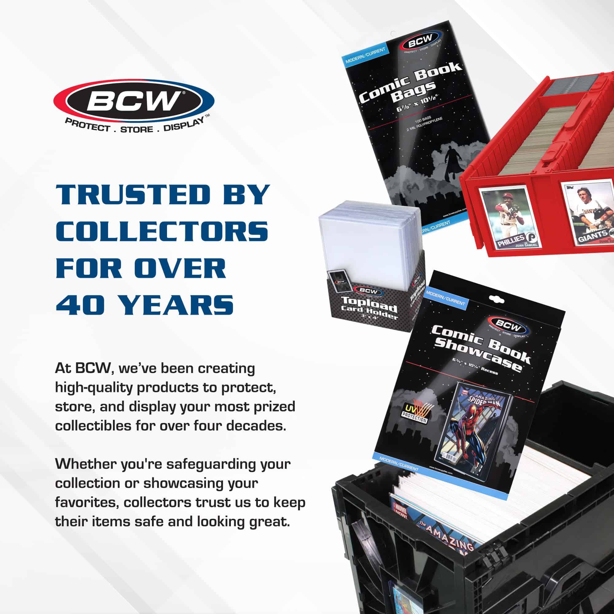 BCW Collectible Card Bin - Paquete de 4 Rojo | Caja de - Imagen 7