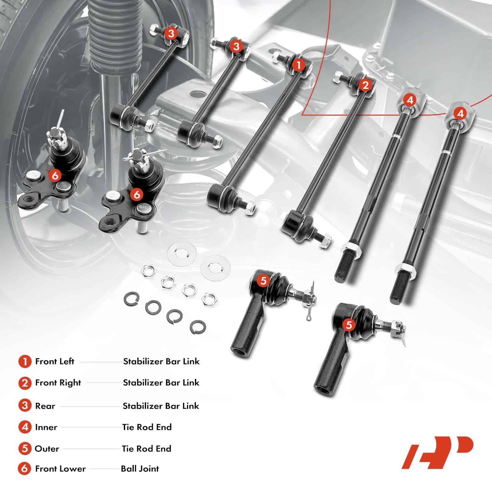 Conjunto de 10 piezas, Barra de Enlace de Estabilizadora - Imagen 3