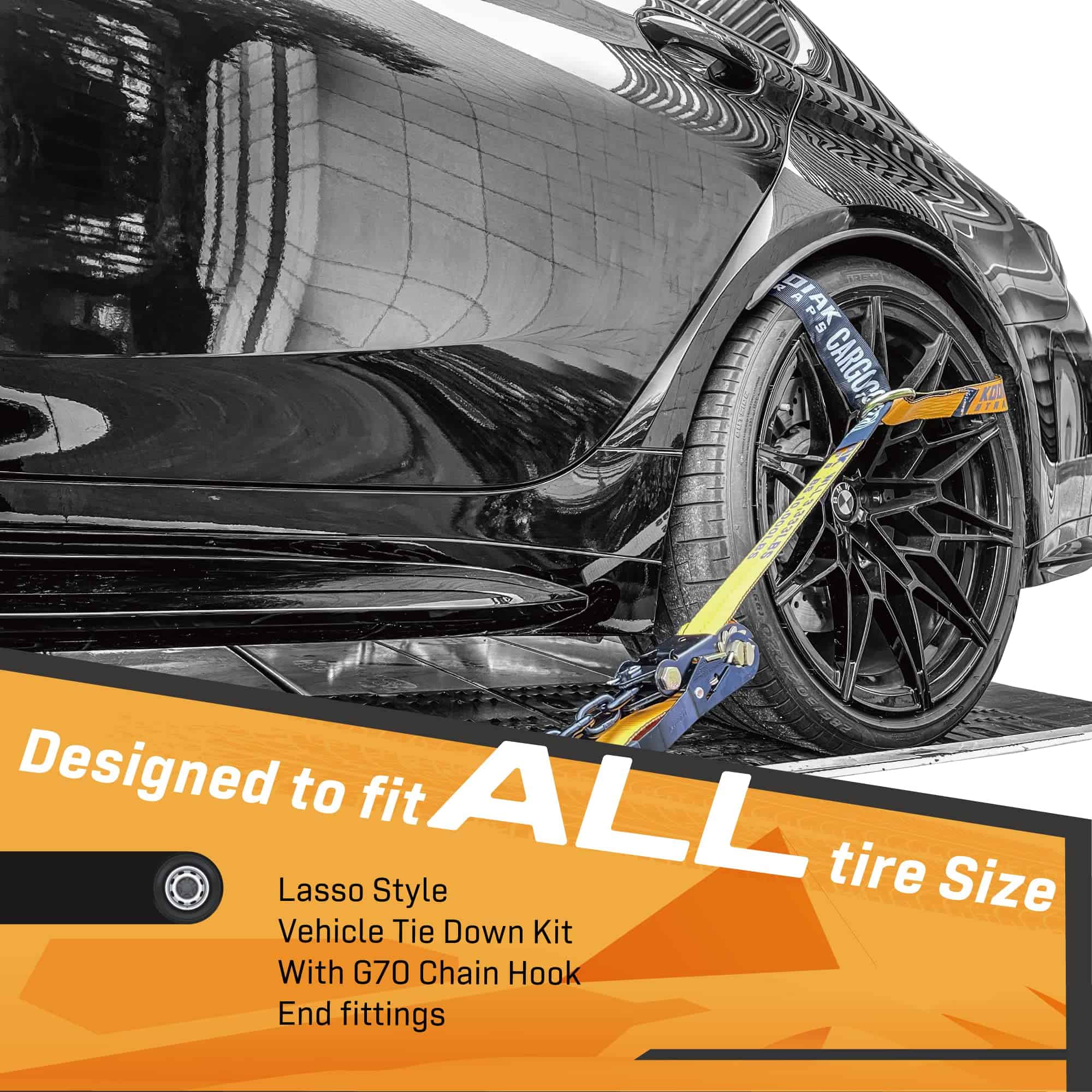 Paquete de 4 Correas de Amarre con Trinquete para Coche con - Imagen 4