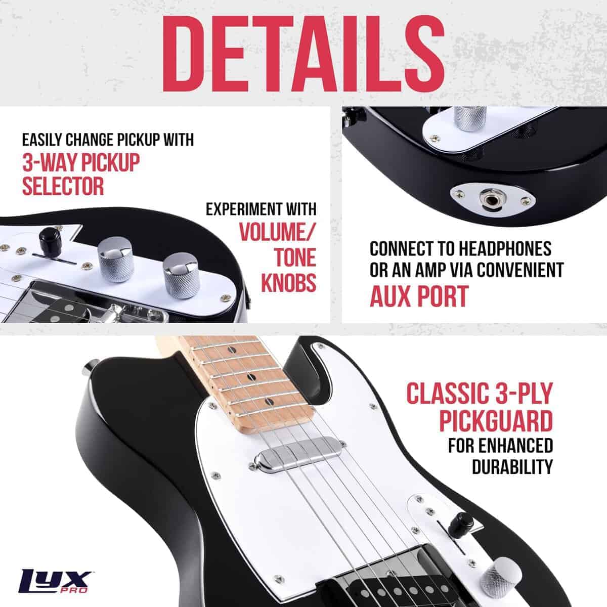 Guitarra Eléctrica LyxPro 30� TL Series, Cuerpo de Madera - Imagen 5