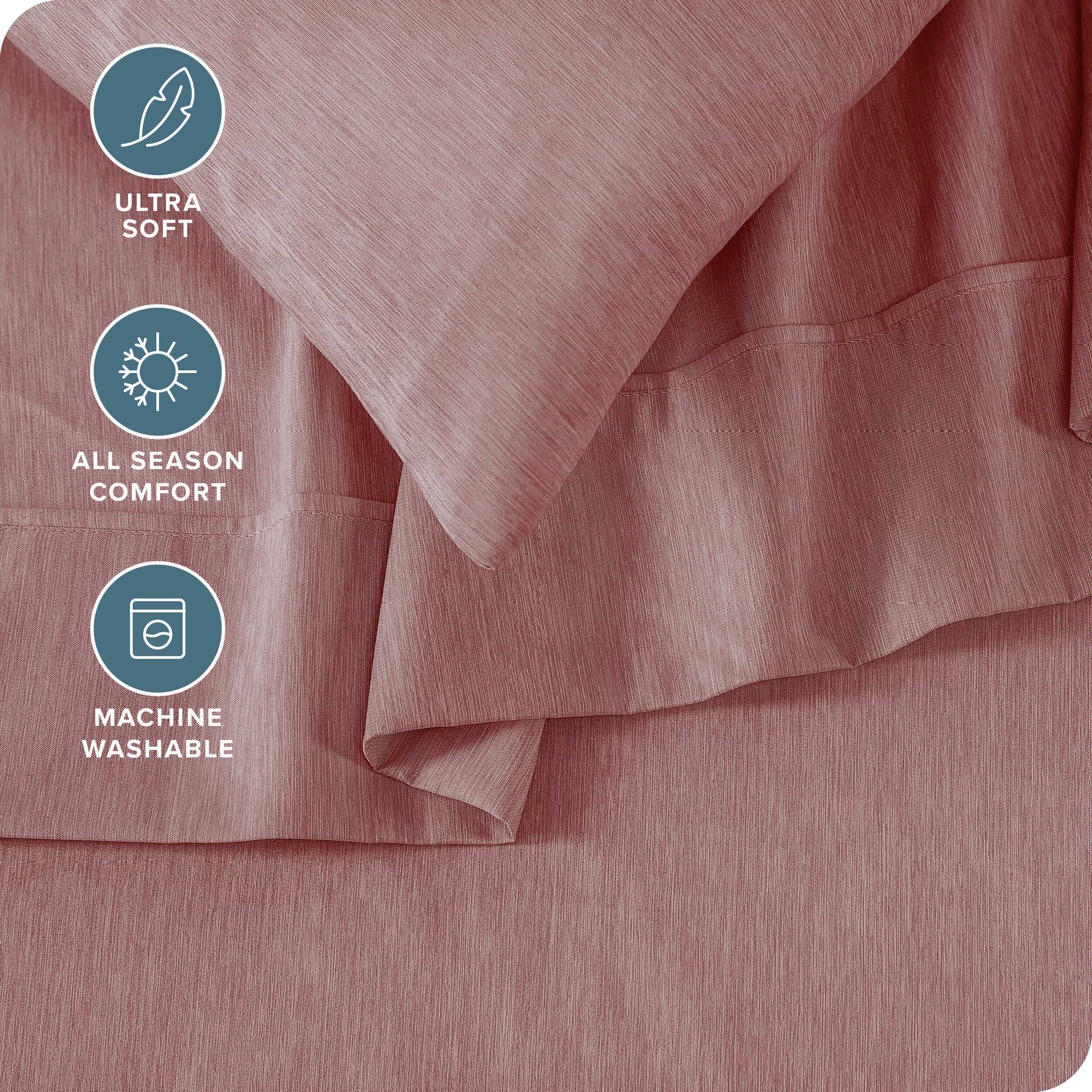 Juego de sábanas Twin XL Bare Home - Tamaño -Heathered Rosew - Imagen 4