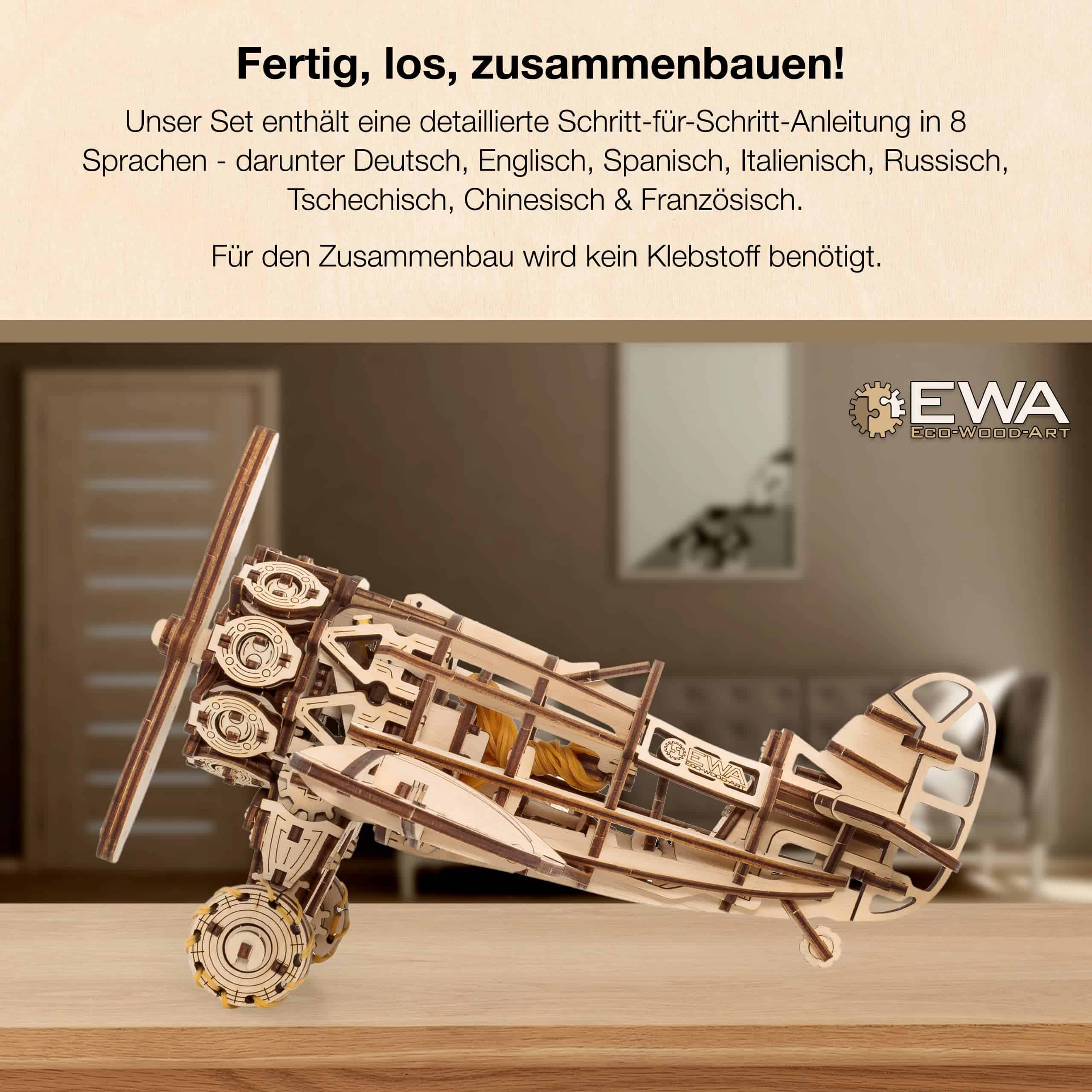 Rompecabezas de Avión 3D EWA Eco Wood Art - Kit de - Imagen 5