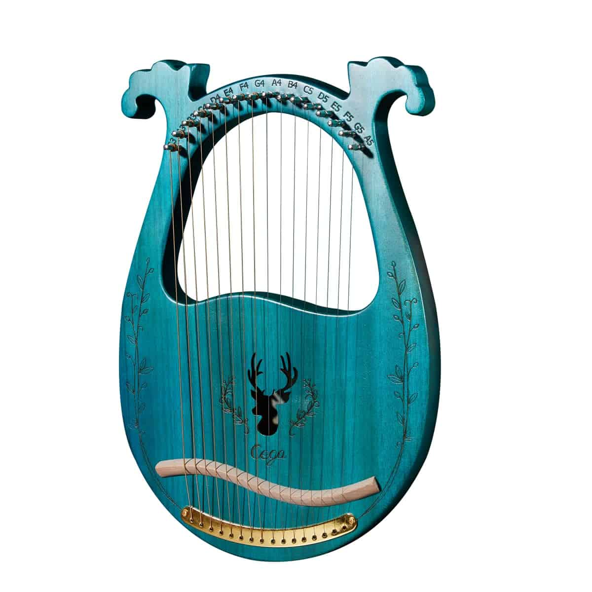 Arpa Lira de 16 Cuerdas de Metal, Clásica Premium de Caoba