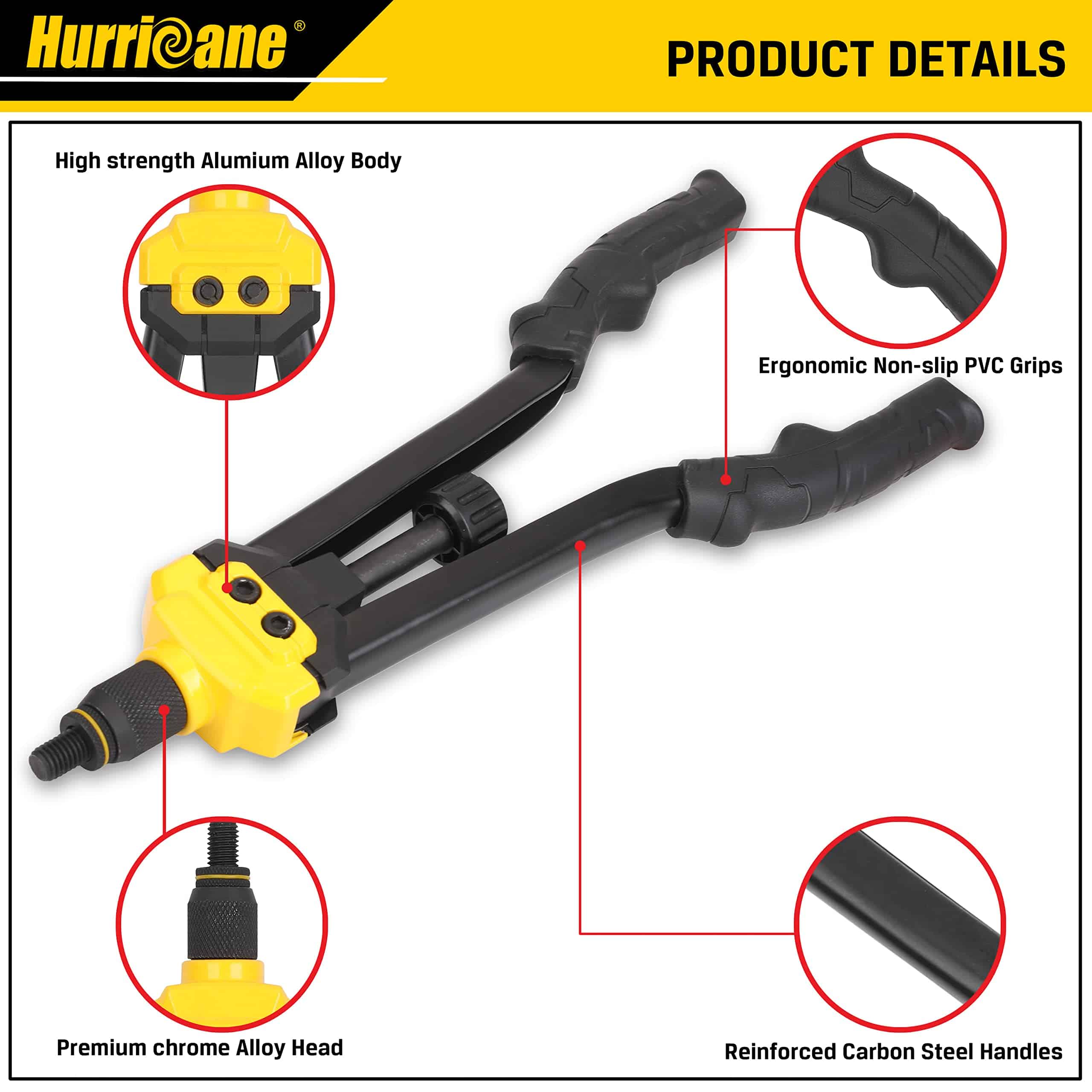 HURRICANE 16" Herramienta de Tuerca de Remache, Herramienta - Imagen 5