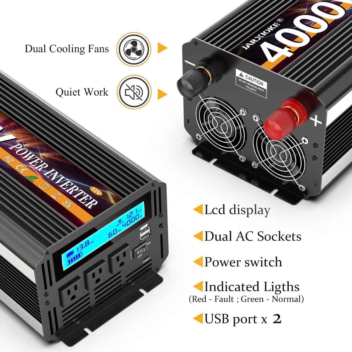 Inversor de Corriente JARXIOKE de 4000 vatios 12V DC a 110V - Imagen 7