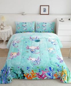 Juego de Cama Watercolor Lovely Axolotl para Niños y Niñas,