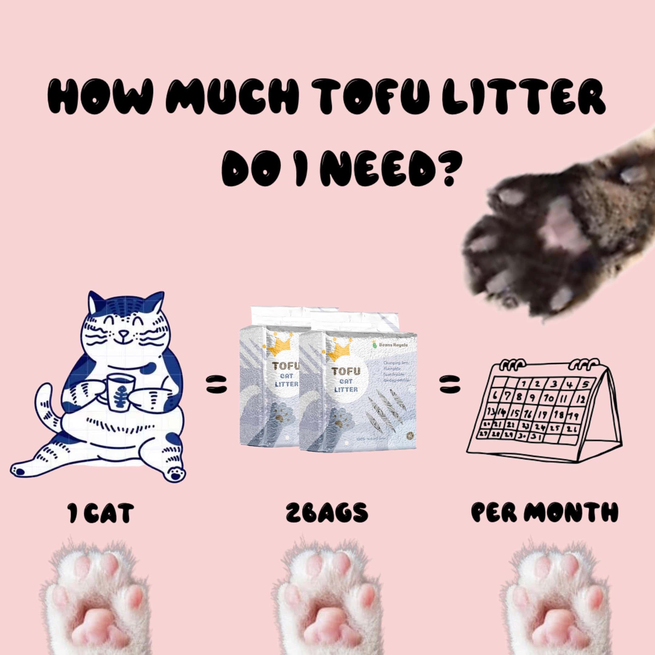 Beans Royale 2pcs Pack (6L x 2) Tofu Cat Litter, Arena para - Imagen 6