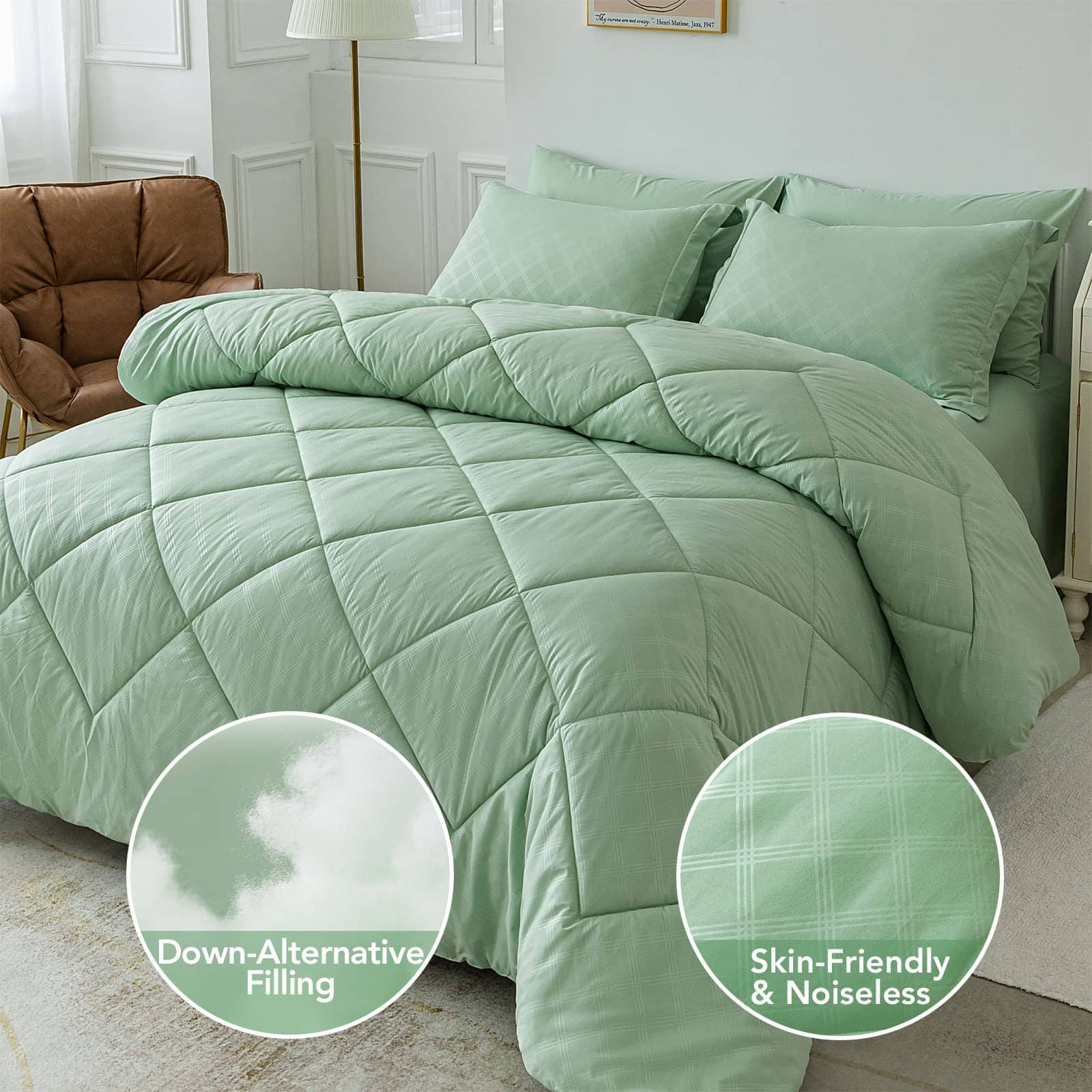 Juego de Edredón Queen Size de 7 Piezas PY HOME & SPORTS, - Imagen 4