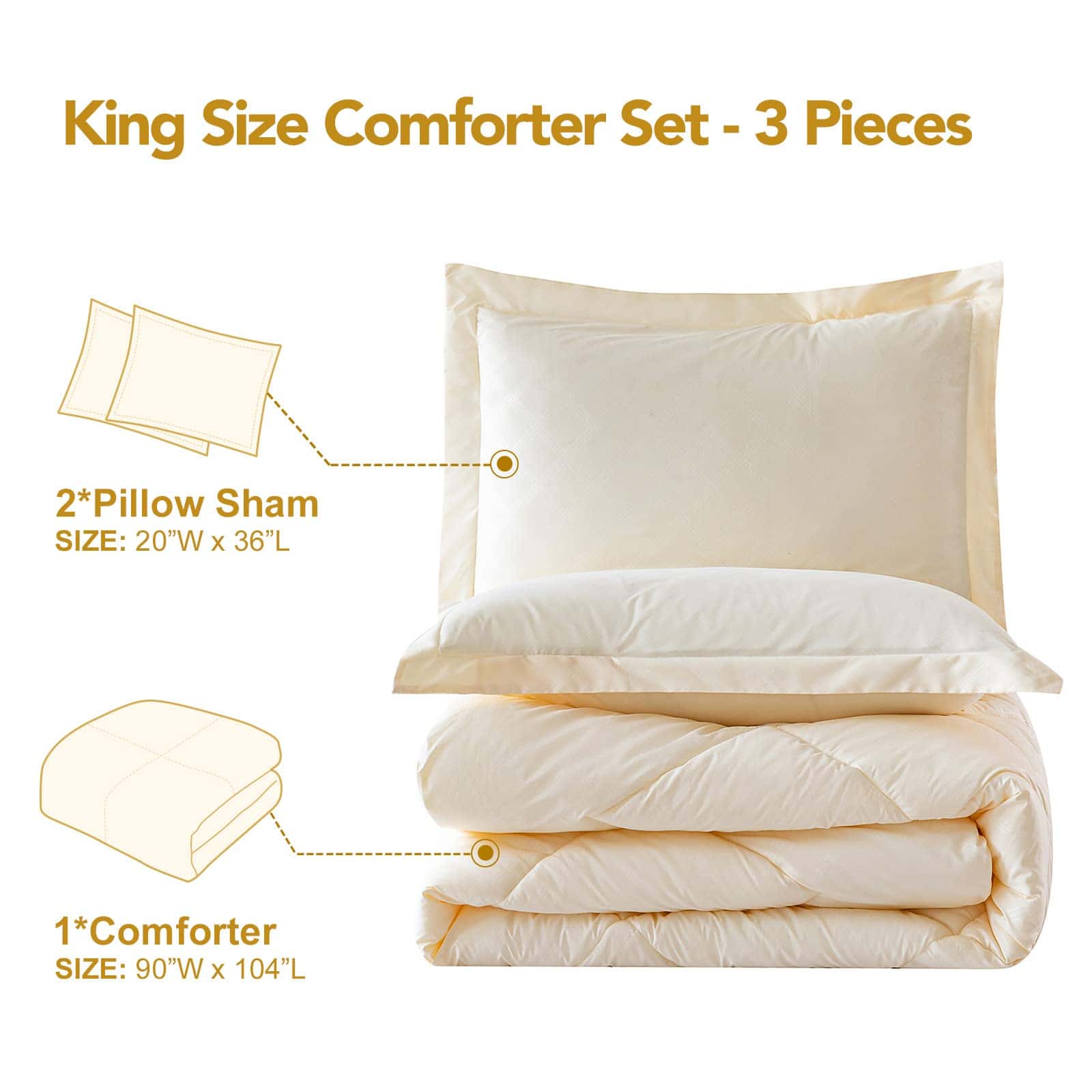 Juego de edredón tamaño King de 3 piezas PY HOME & SPORTS, - Imagen 3