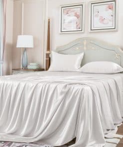 Juego de sábanas de seda blanca 100% pura de morera Promeed