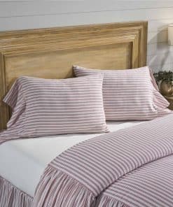 Fundas de Almohada Estándar con Volantes Rojos de Ticking