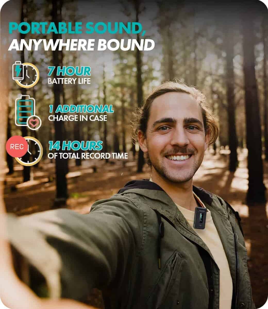 Micrófono inalámbrico para cámara Movo WMX-2 con estuche de - Imagen 5