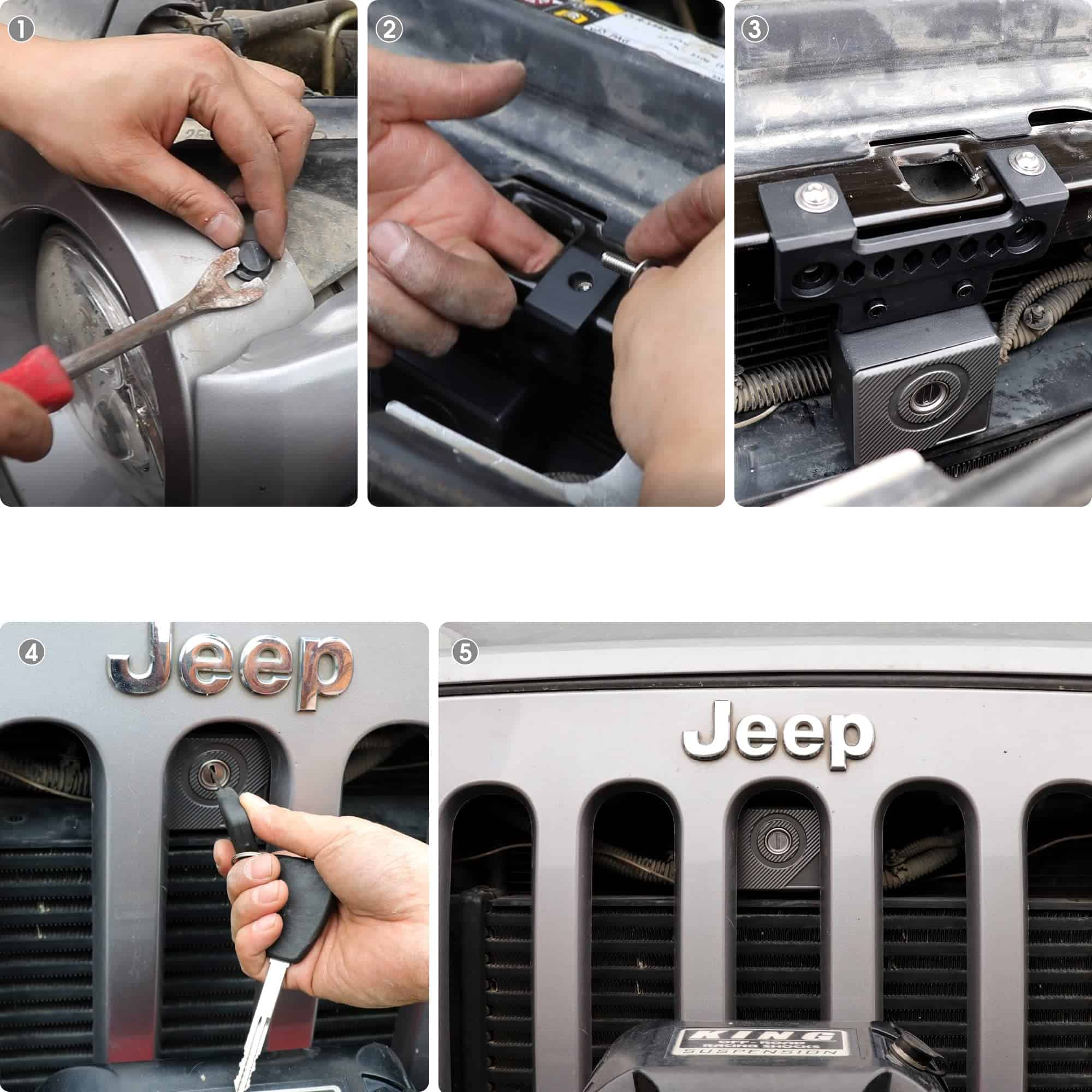 Cerradura de capó antirrobo para Jeep Wrangler JK, - Imagen 4