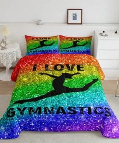 Juego de edredón de silueta de gimnasta tamaño gemelo,