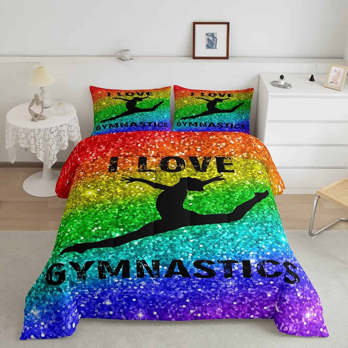 Juego de edredón de silueta de gimnasta tamaño gemelo,