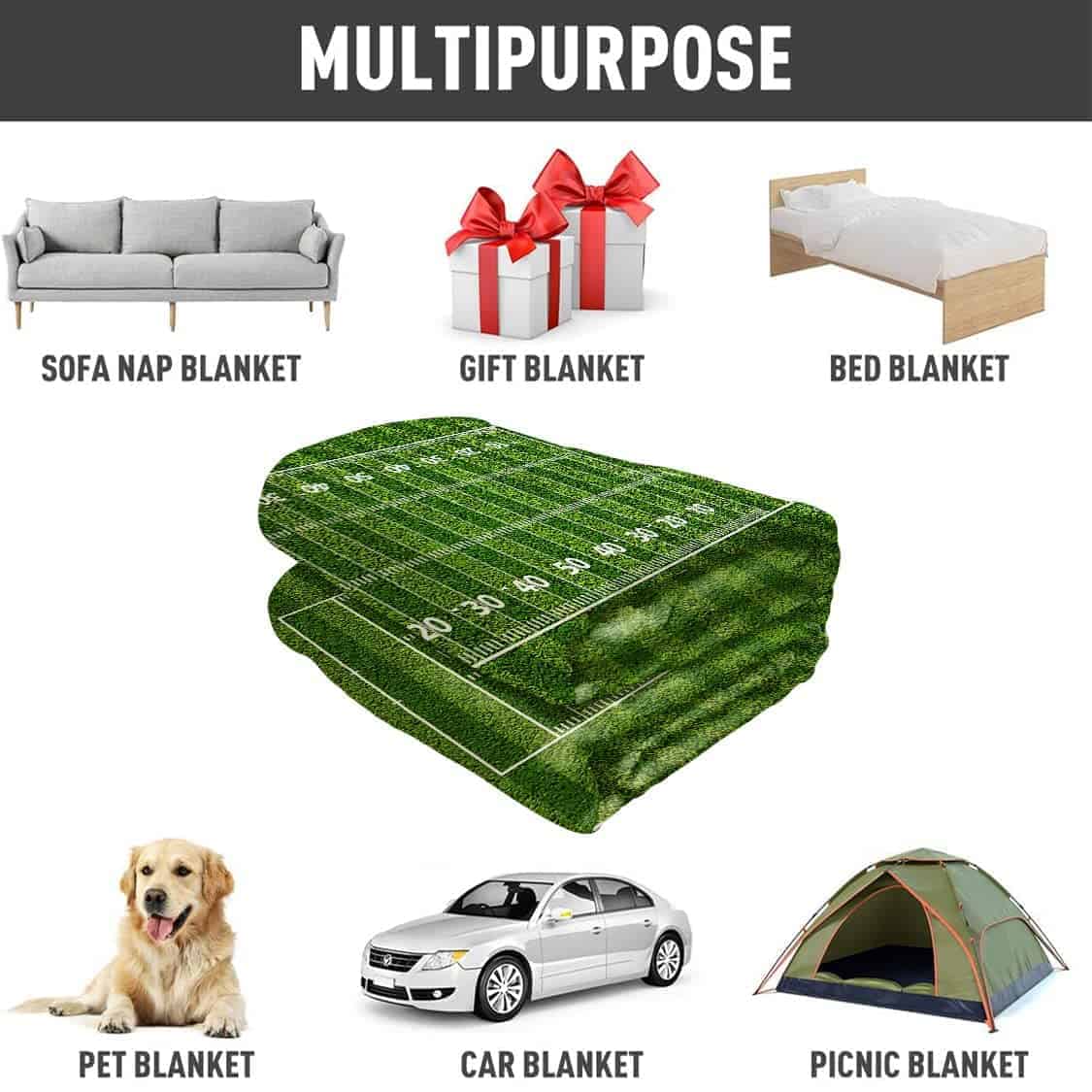 Manta de felpa deportiva HommomH 50" x 60" Campo de fútbol - Imagen 7